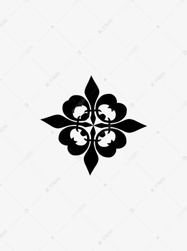 中国风矢量黑白花纹装饰画素材可