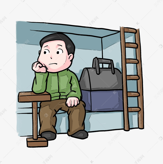 手绘春运坐火车插画