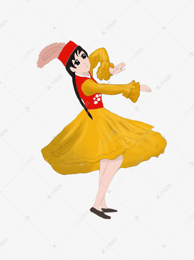 跳新疆舞的少女装饰元素