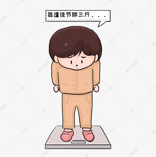 女孩称重漫画手绘插画psd
