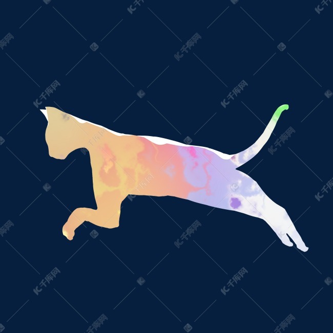手绘渐变炫彩猫咪