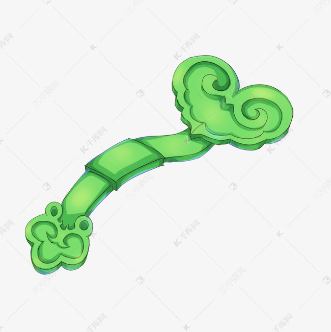 卡通绿色手柄玉如意