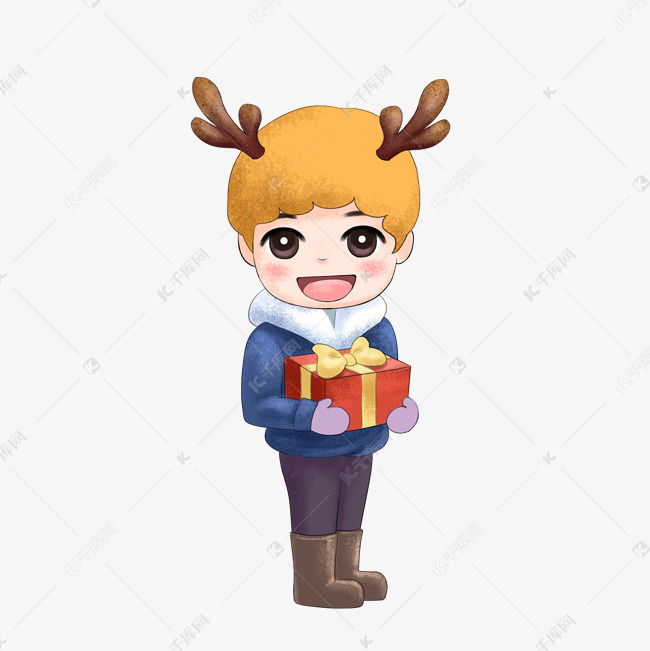 鹿角男孩冬季