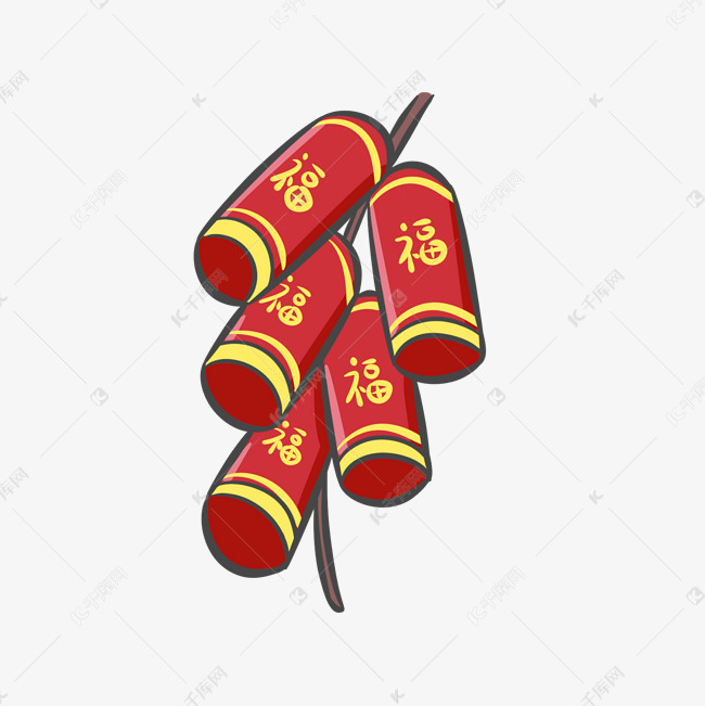 春节红色的鞭炮插画素材图片免费下载-千库网