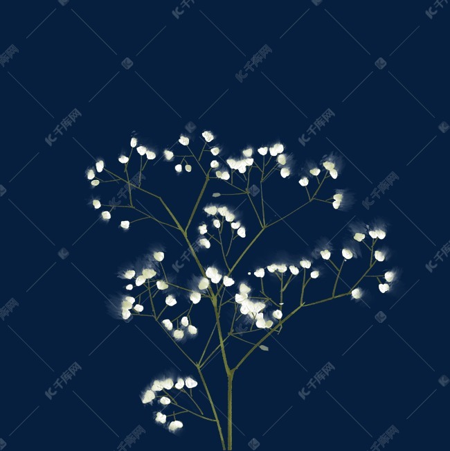 手绘花满天星装饰元素