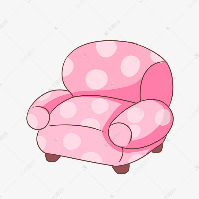 手绘粉色沙发插画素材图片免费下载