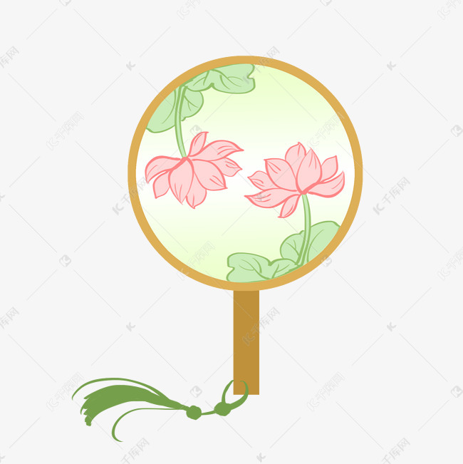 卡通中国风荷花荷叶花团扇