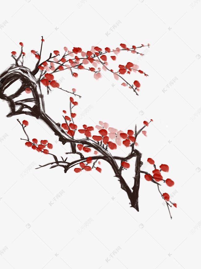 手绘水墨梅花