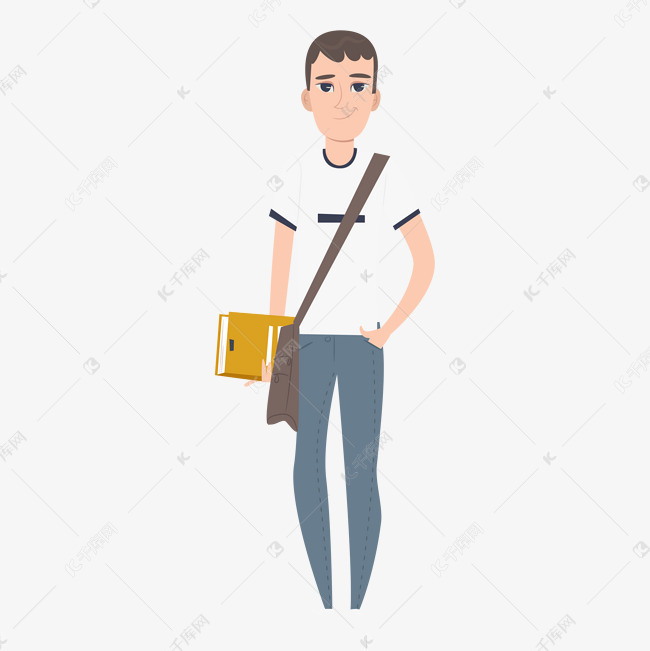 卡通简约上学男学生插画