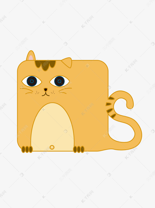 趣味卡通扁平化方形动物猫咪形象