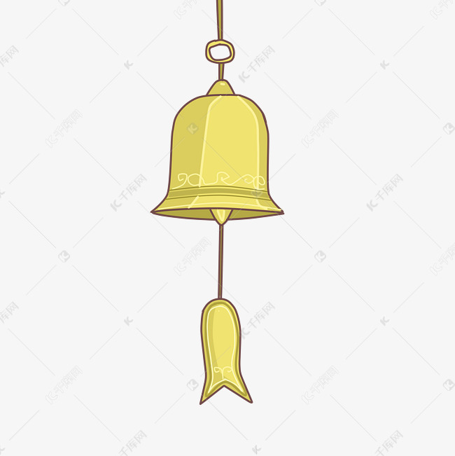 手绘金色的风铃插画