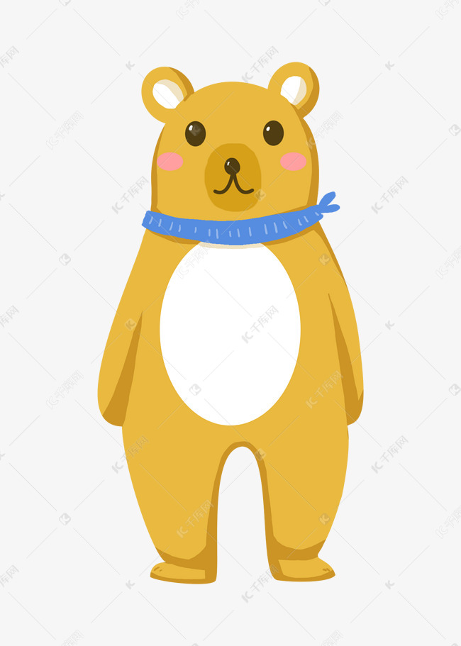 黄色的小熊手绘插画
