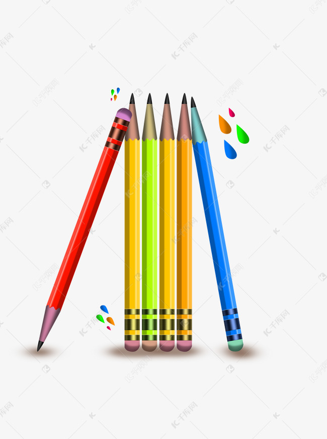学习元素彩色铅笔素材图片免费下载 高清装饰图案psd 千库网 图片编号