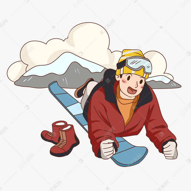 手绘冬季旅游冰雪运动插画