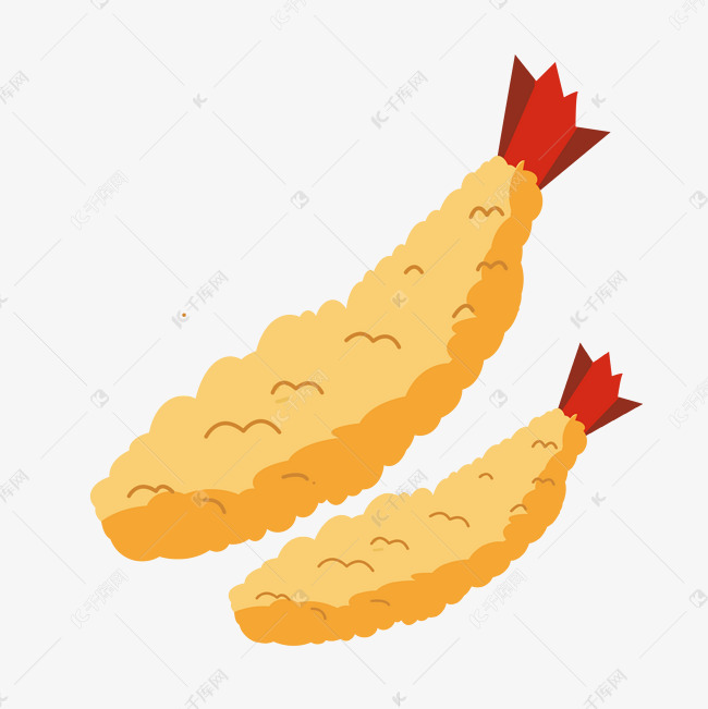 手绘海鲜炸虾插画