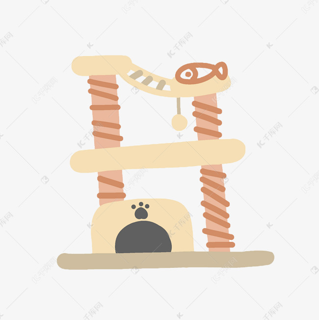米色卡通猫爬架猫跳板png