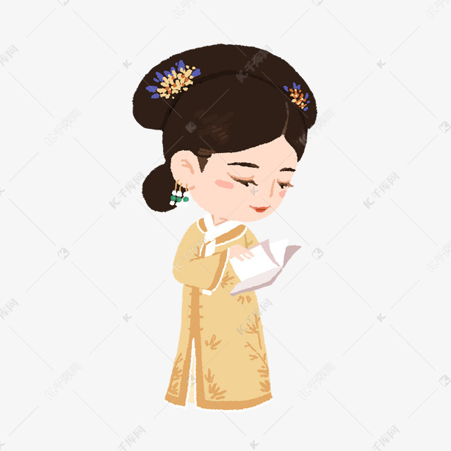 古装人物古代皇帝嫔妃可爱卡通插