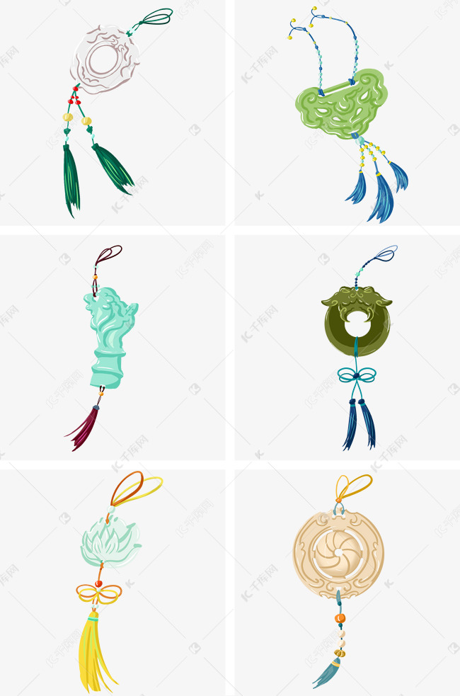 中国式精美配饰吊坠插画