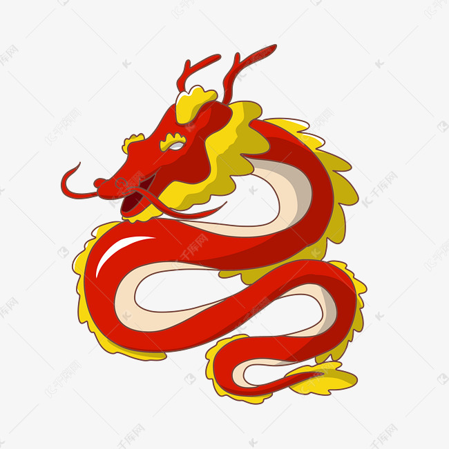 红色中国风卡通龙插画