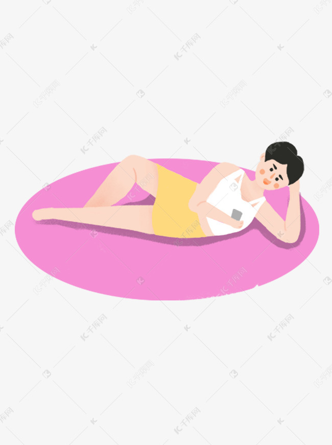 侧躺看手机的男人素材图片免费下载-千库网