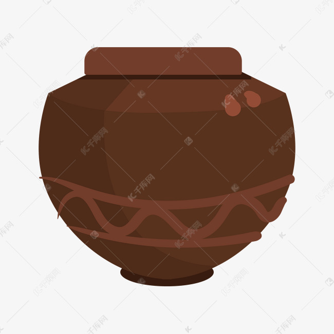 棕色酿酒酒坛插画