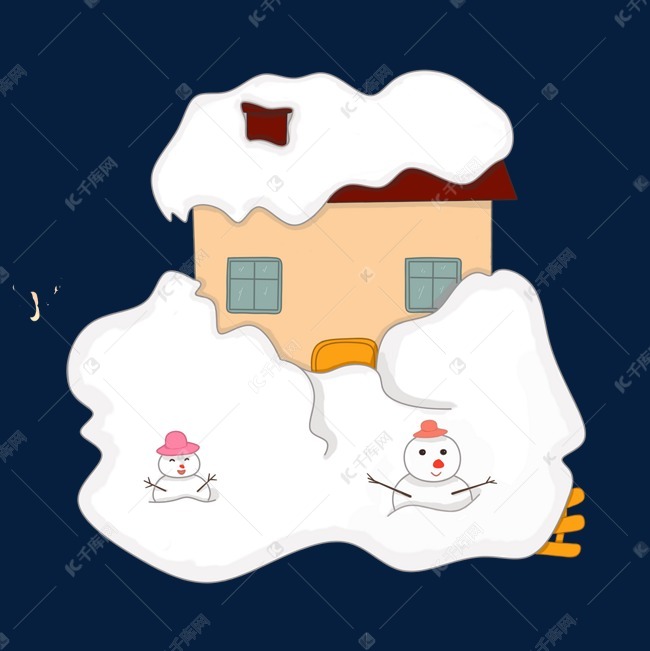 白色的积雪房屋插画
