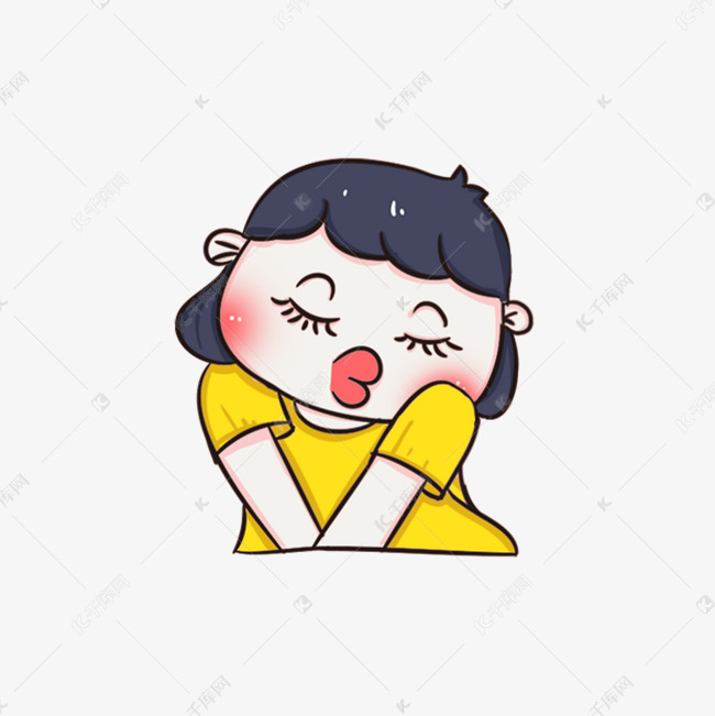 卡通手绘害羞的小女孩表情包