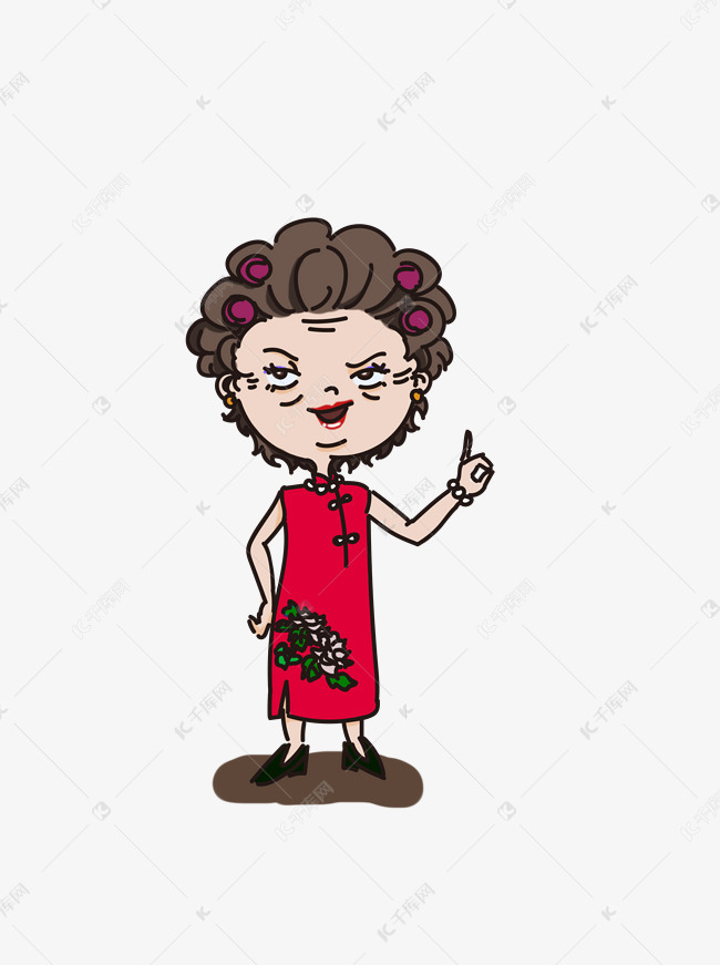 穿旗袍的老奶奶