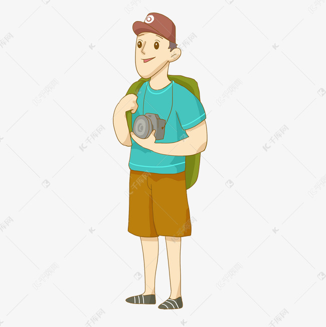 出游旅行旅途秋游戴着鸭舌帽拍照的男孩免抠P