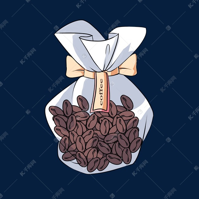 手绘一包咖啡豆插画