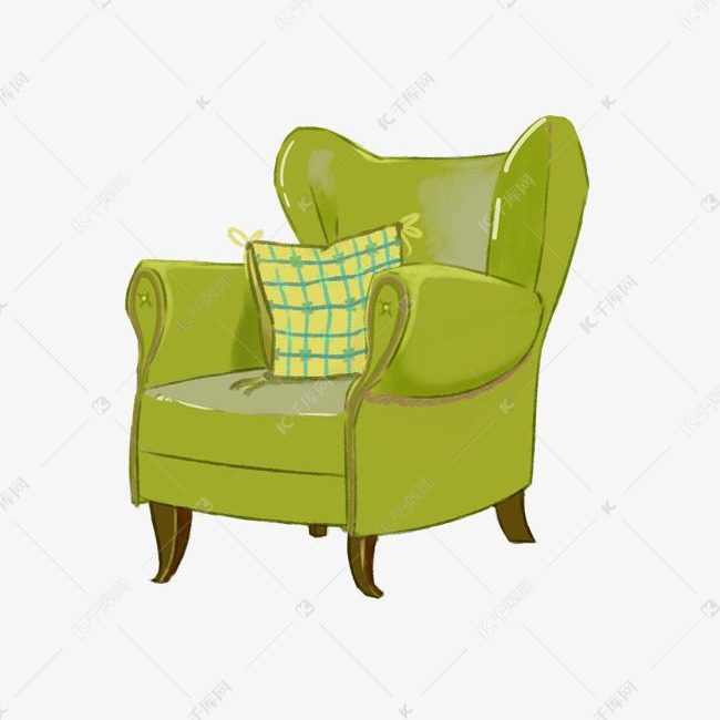 手绘木制品沙发插画