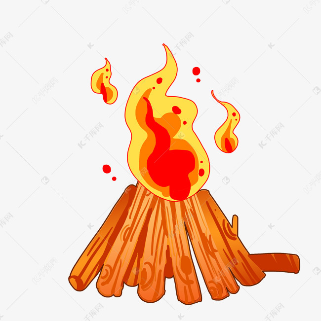 卡通柴火堆手绘插画