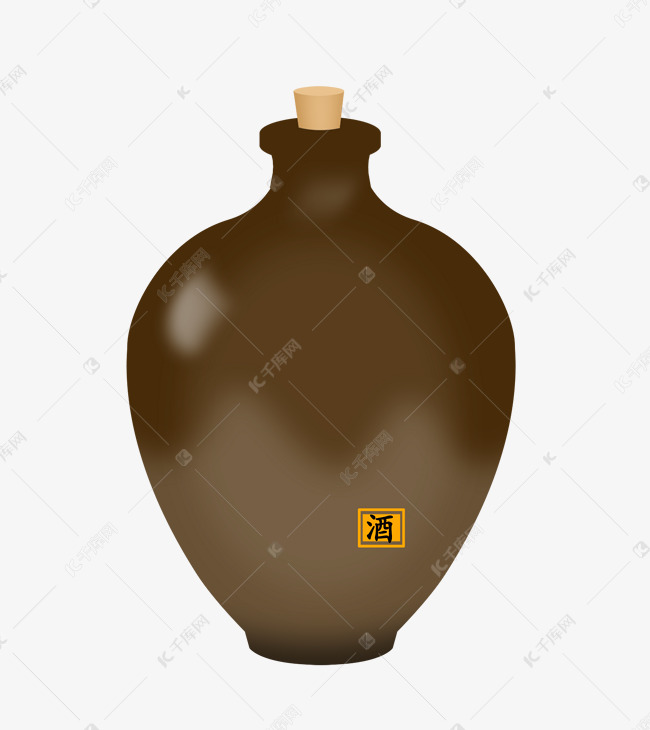 免抠元素 手绘密封酒坛子版权可商用有保障