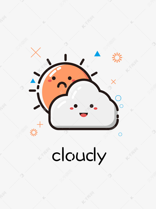 天气多云手绘元素mbe风格矢量