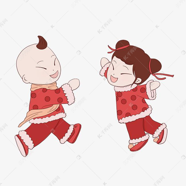 跳舞的福娃娃插画