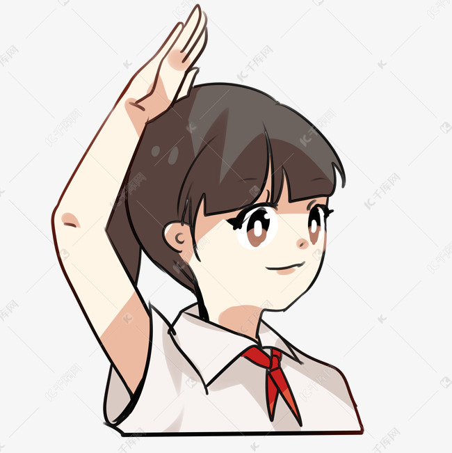 手绘国庆节女孩敬礼插画