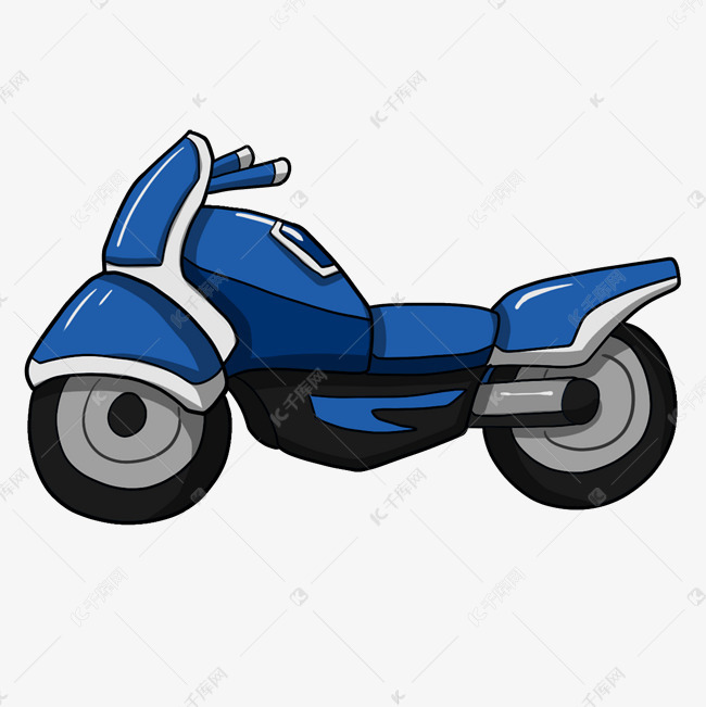 手绘蓝色卡通摩托车