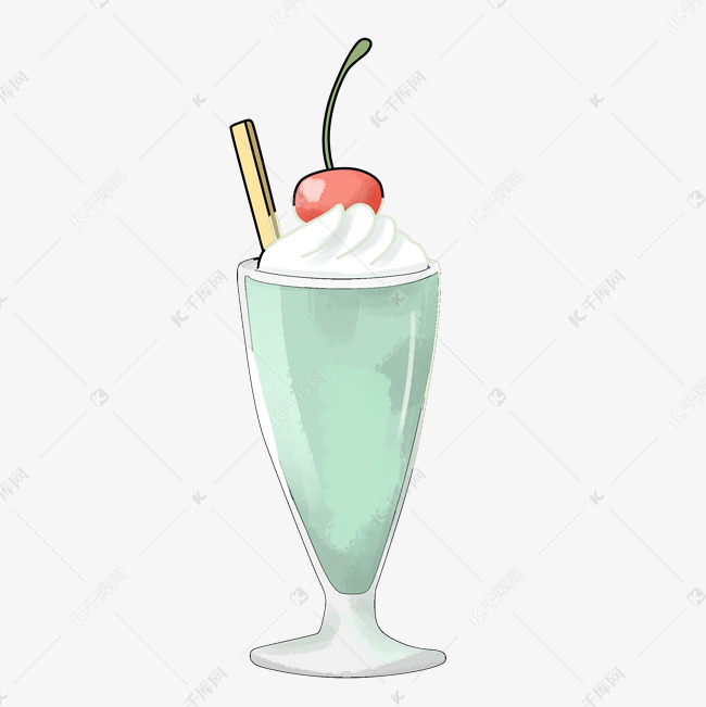 樱桃饮品手绘插画