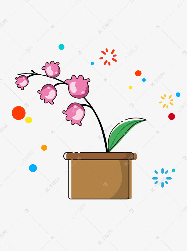 mbe卡通手绘花卉植物铃兰矢量