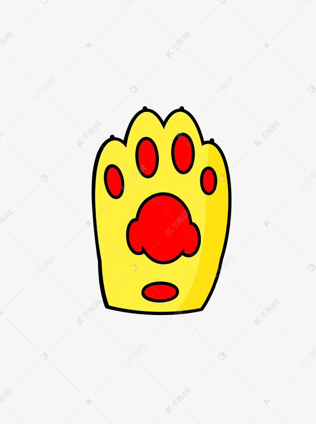 可爱黄色动物猫咪猫爪红色肉垫矢