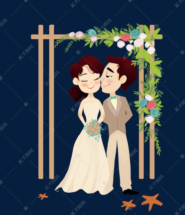 唯美婚礼主题小清新插画素材图片免费下载-千库网