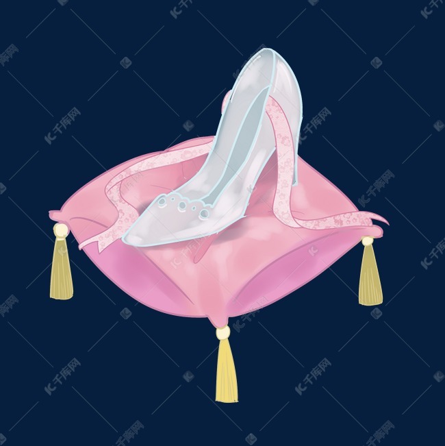 卡通手绘婚礼水晶鞋插画
