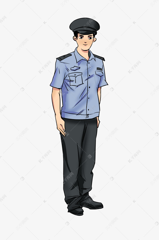 穿着蓝色制服警察