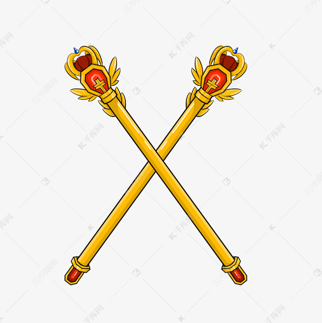 手绘黄色的权杖插画