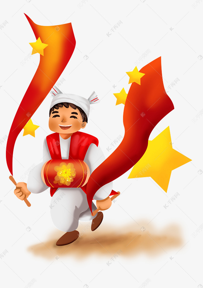 国庆节跳安塞腰鼓的男人