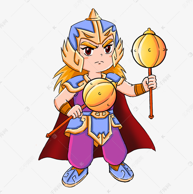 手绘金瓜武士png素材