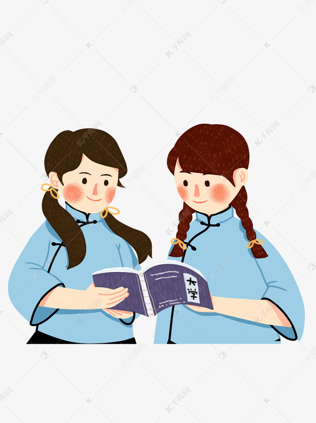 q版民国女学生卡通人物素材