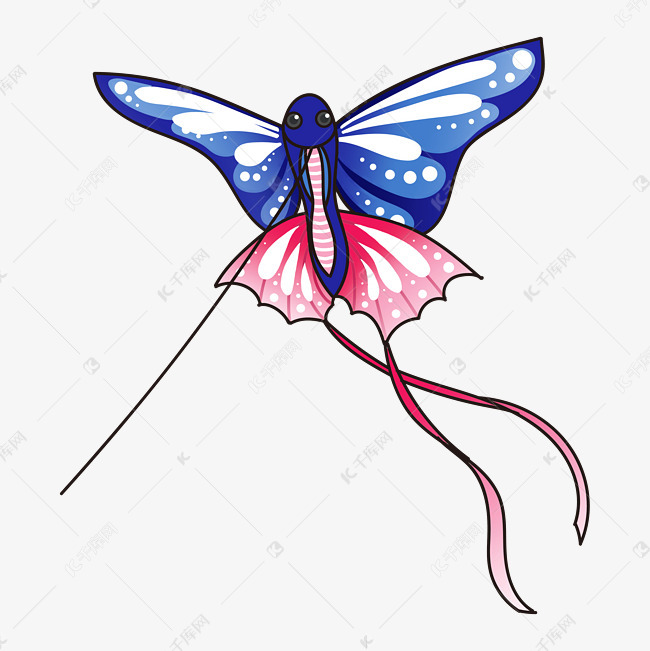 手绘蝴蝶风筝插画