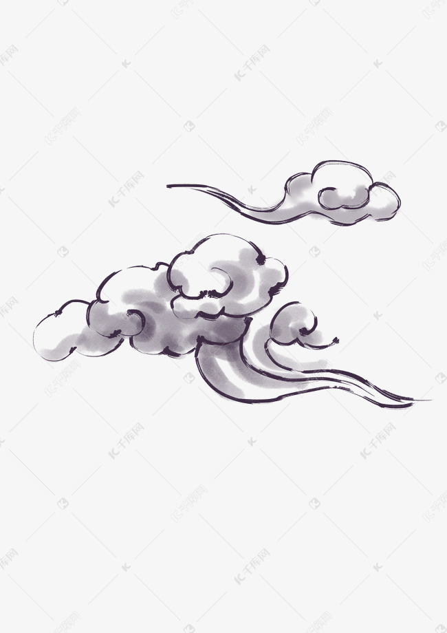 漂亮的水墨云插画素材图片免费下载-千库网