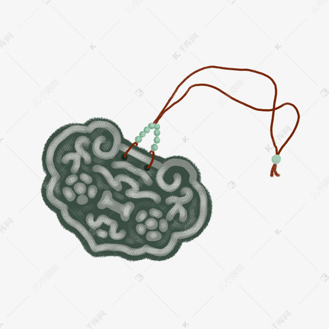 佩戴物件长命锁插画